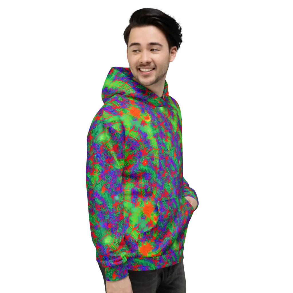 Neon Jungle Static on Hoodie — Right