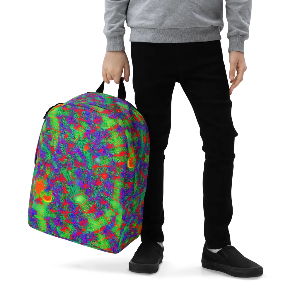 Neon Jungle Static on Minimalist Backpack — Zoomed-in