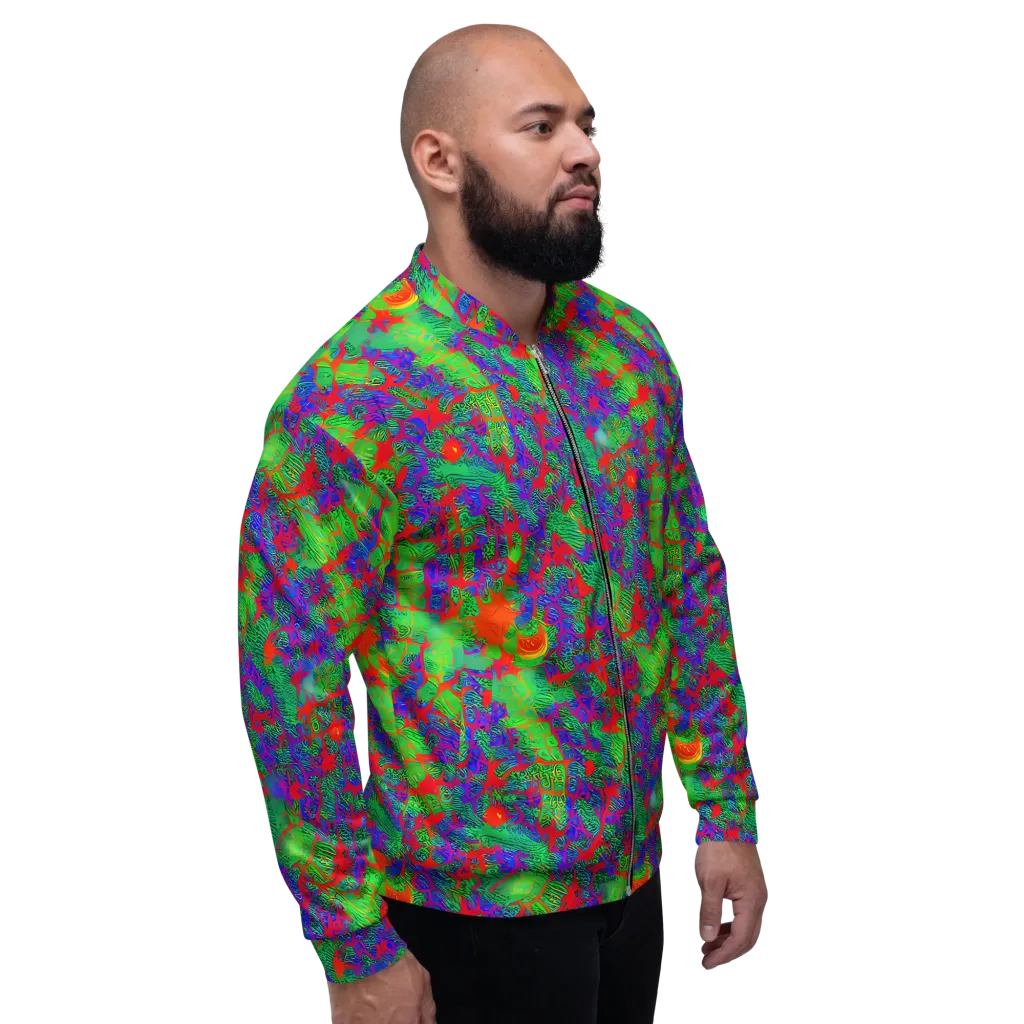 Neon Jungle Static on Bomber Jacket — Right