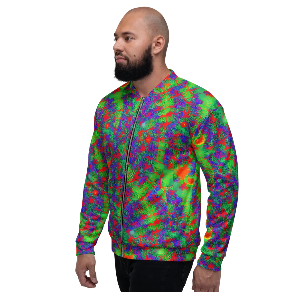Neon Jungle Static on Bomber Jacket — Left