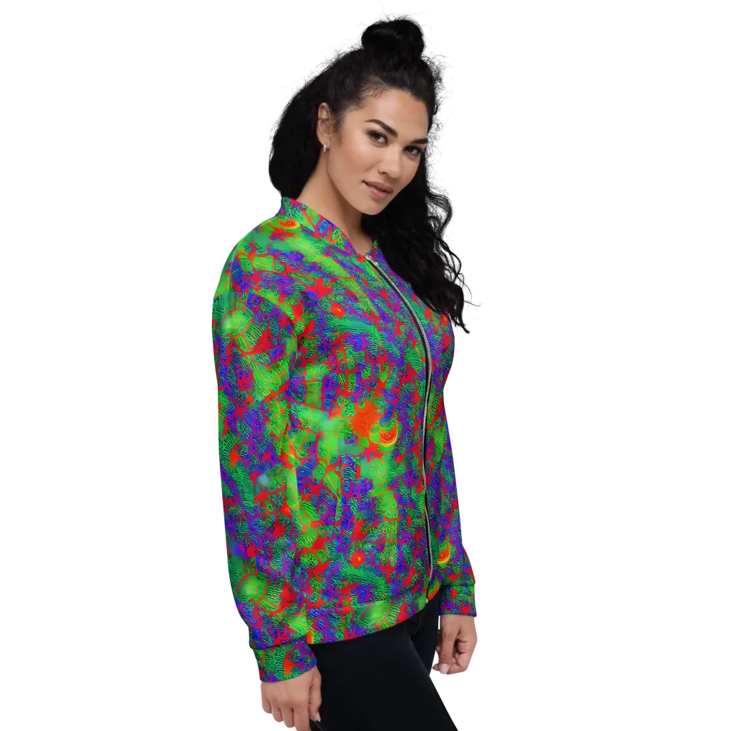 Neon Jungle Static on Bomber Jacket — Right