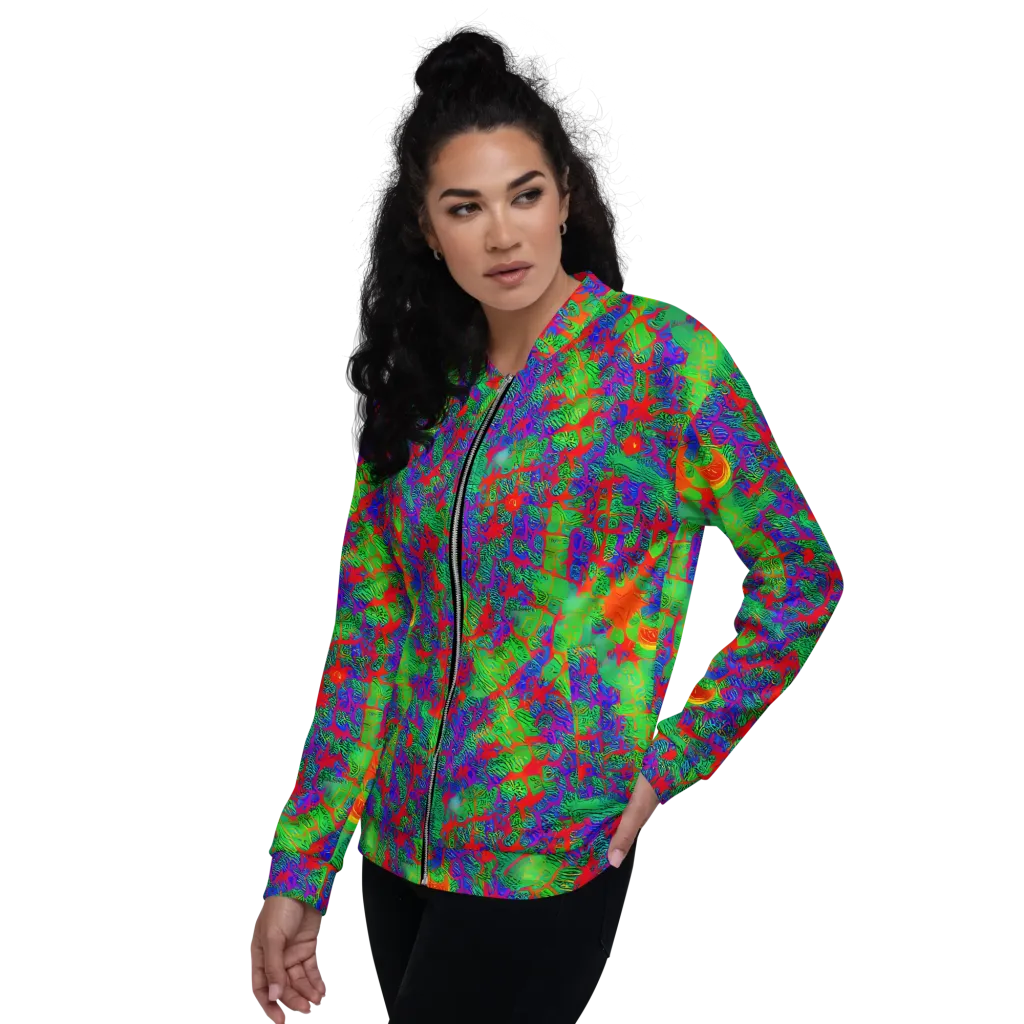 Neon Jungle Static on Bomber Jacket — Left