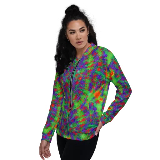 Neon Jungle Static on a Bomber Jacket