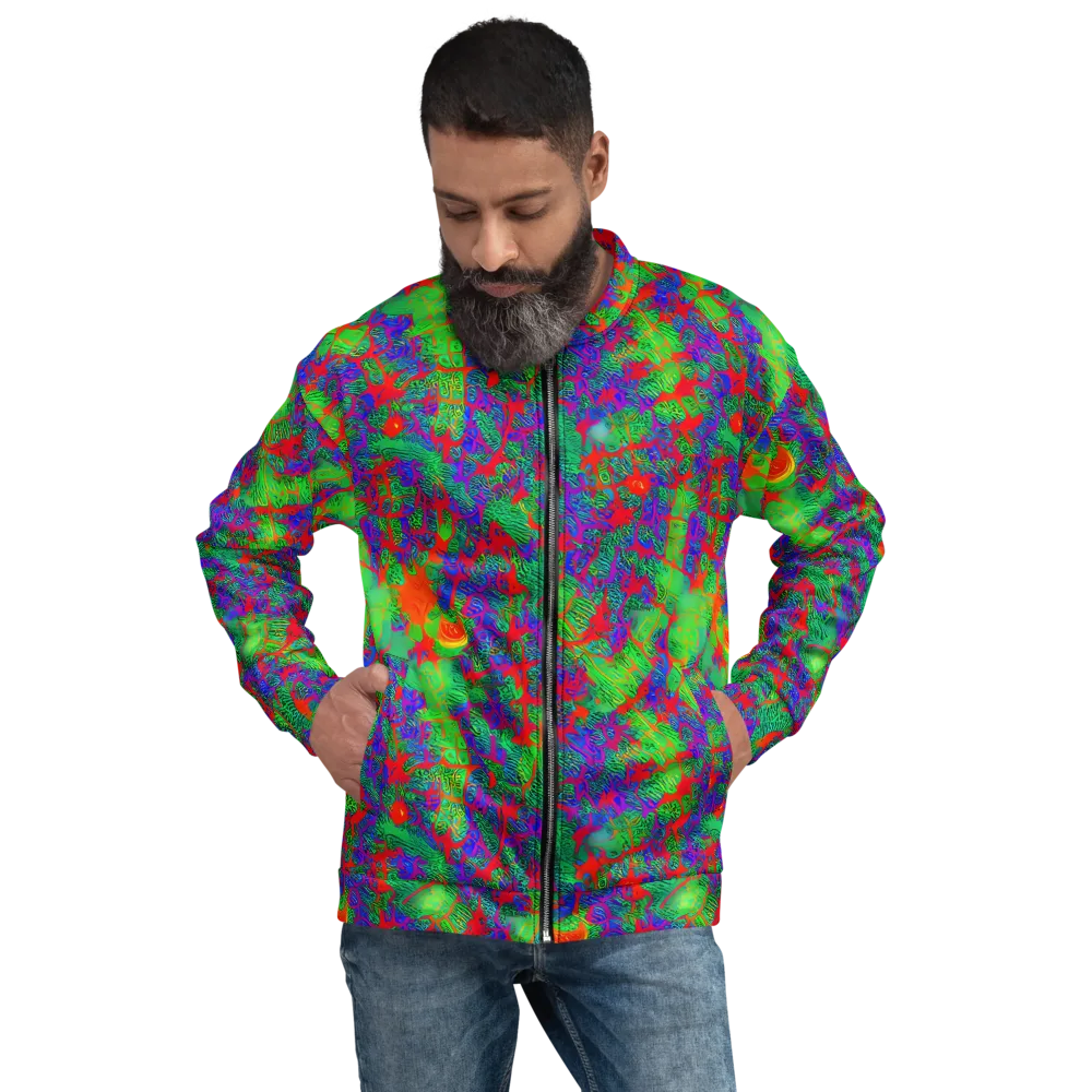 Neon Jungle Static on Bomber Jacket — Front