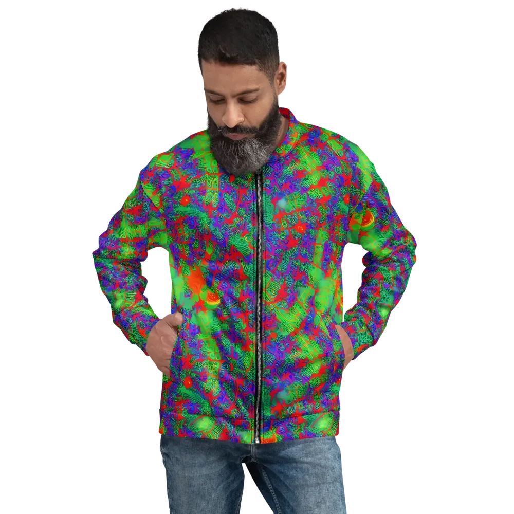 Neon Jungle Static on Bomber Jacket — Front