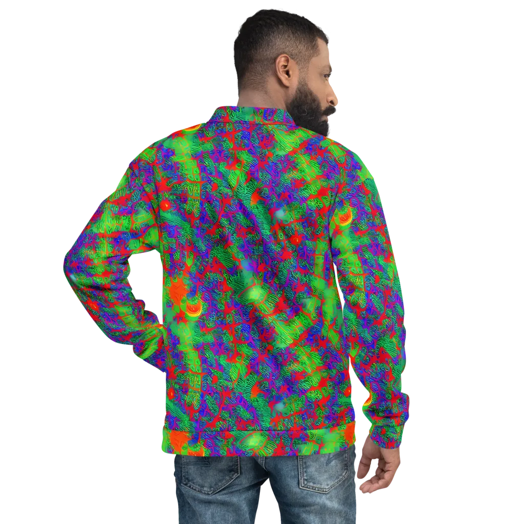 Neon Jungle Static on Bomber Jacket — Back
