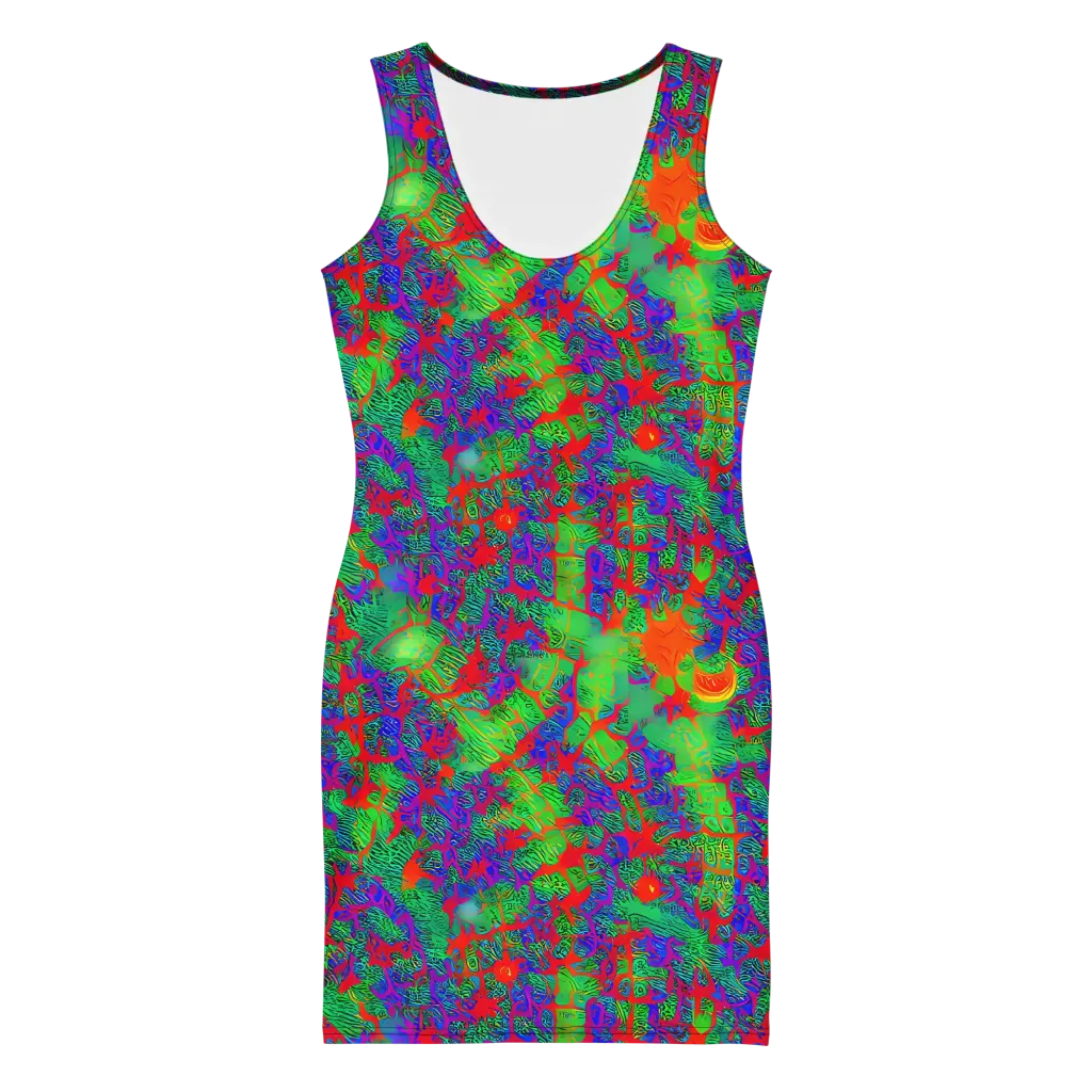 Neon Jungle Static on Bodycon Dress — Front