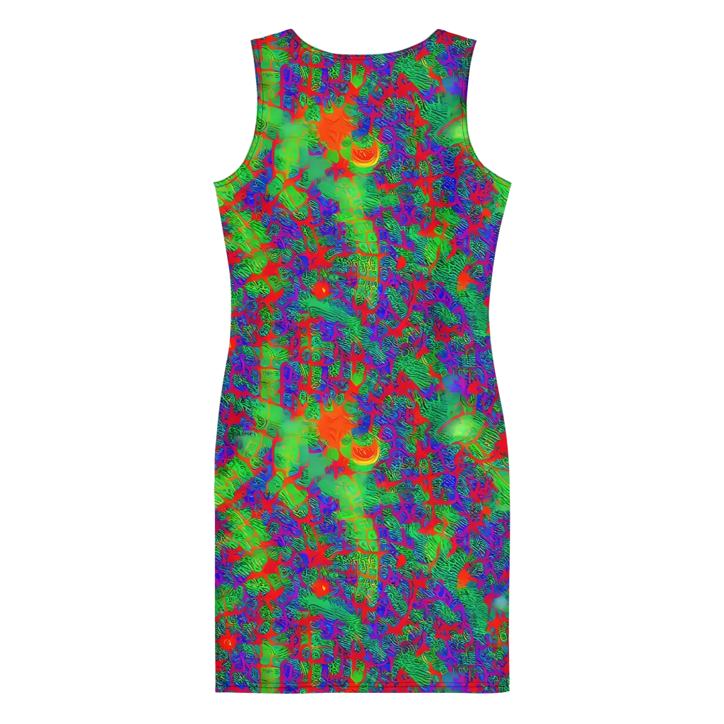 Neon Jungle Static on Bodycon Dress — Back