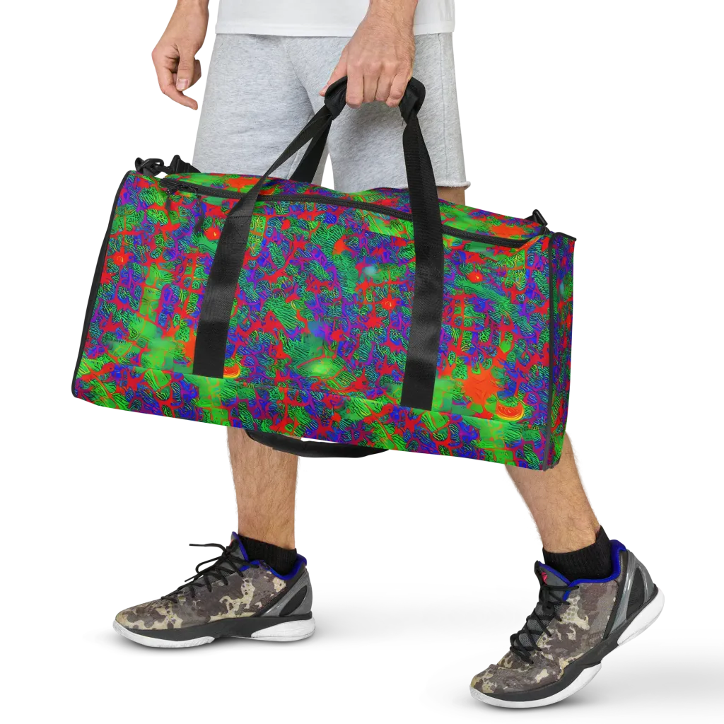 Neon Jungle Static on Duffle Bag — Front