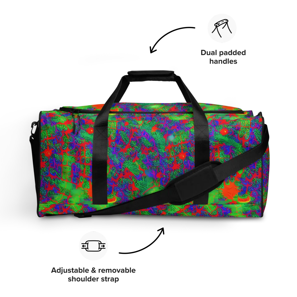 Neon Jungle Static on Duffle Bag — Front