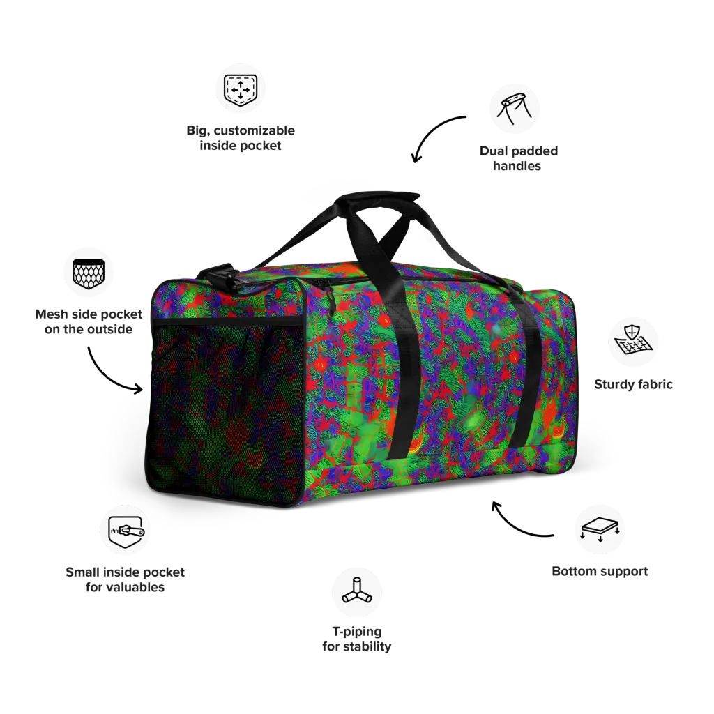 Neon Jungle Static on Duffle Bag — Right Front