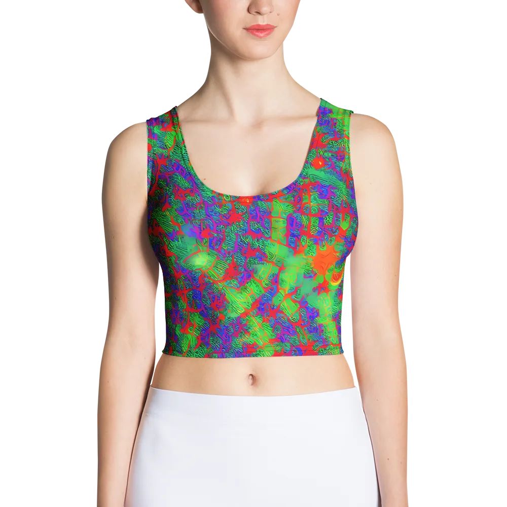 Neon Jungle Static on Crop Top — Front