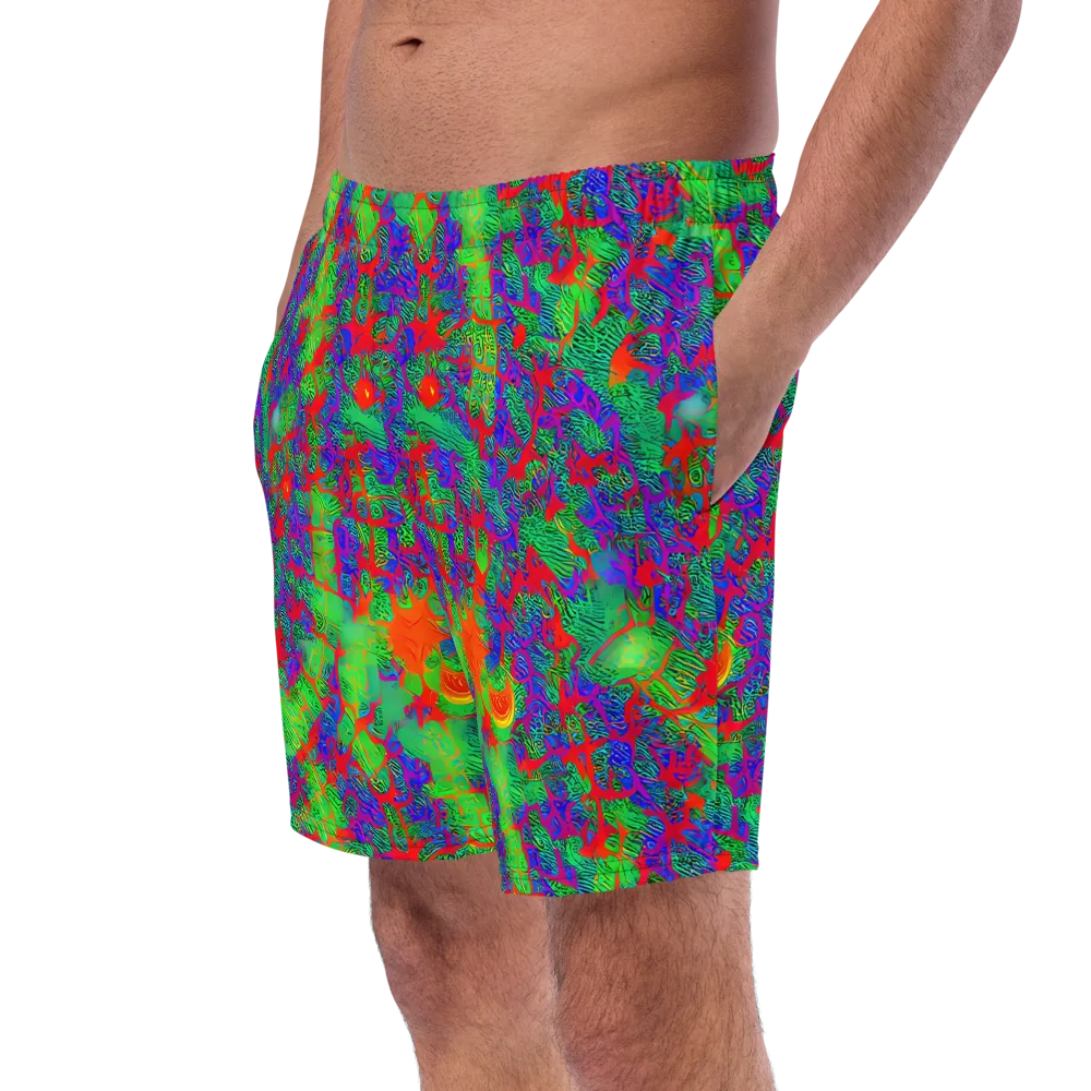 Neon Jungle Static on Swim Trunks — Left Front