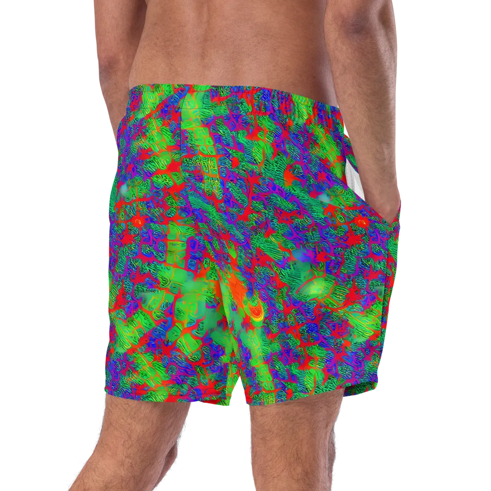 Neon Jungle Static on Swim Trunks — Right Back