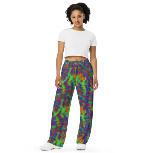 Neon Jungle Static on a Wide-Leg Pants