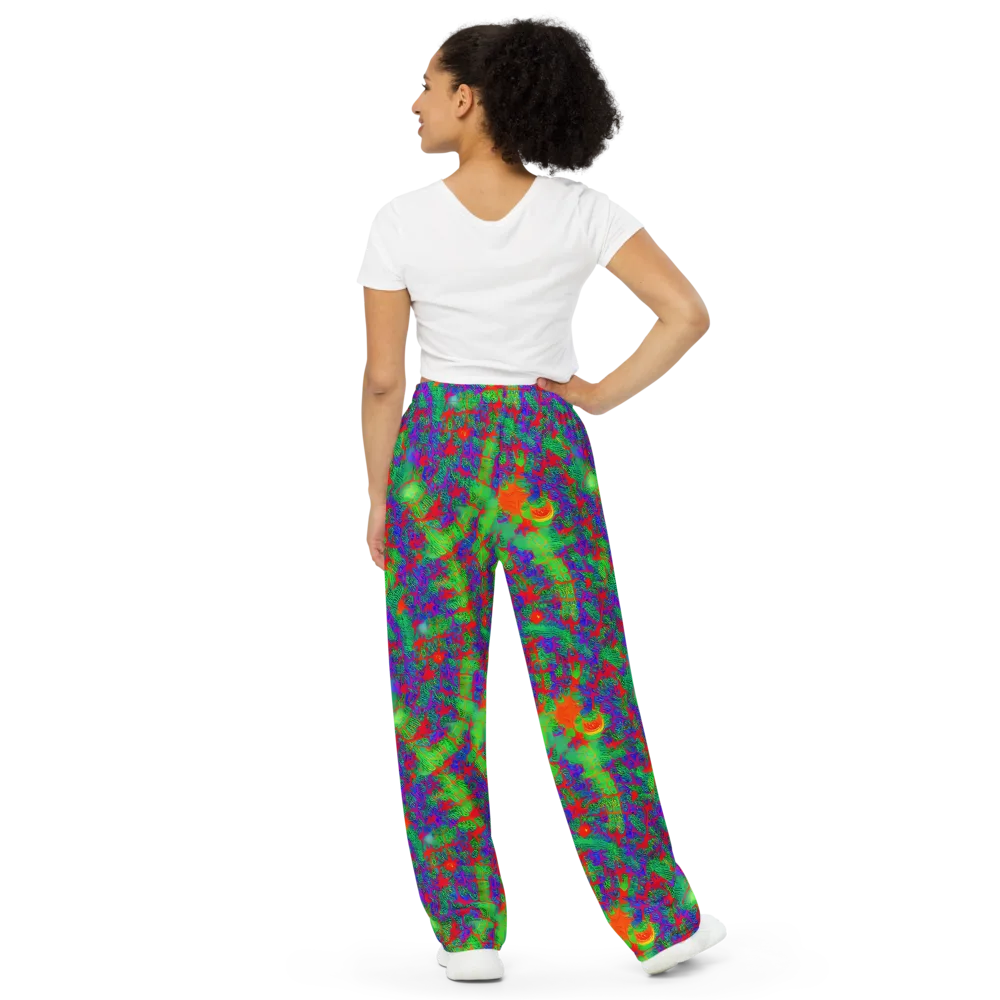 Neon Jungle Static on Wide-Leg Pants — Back