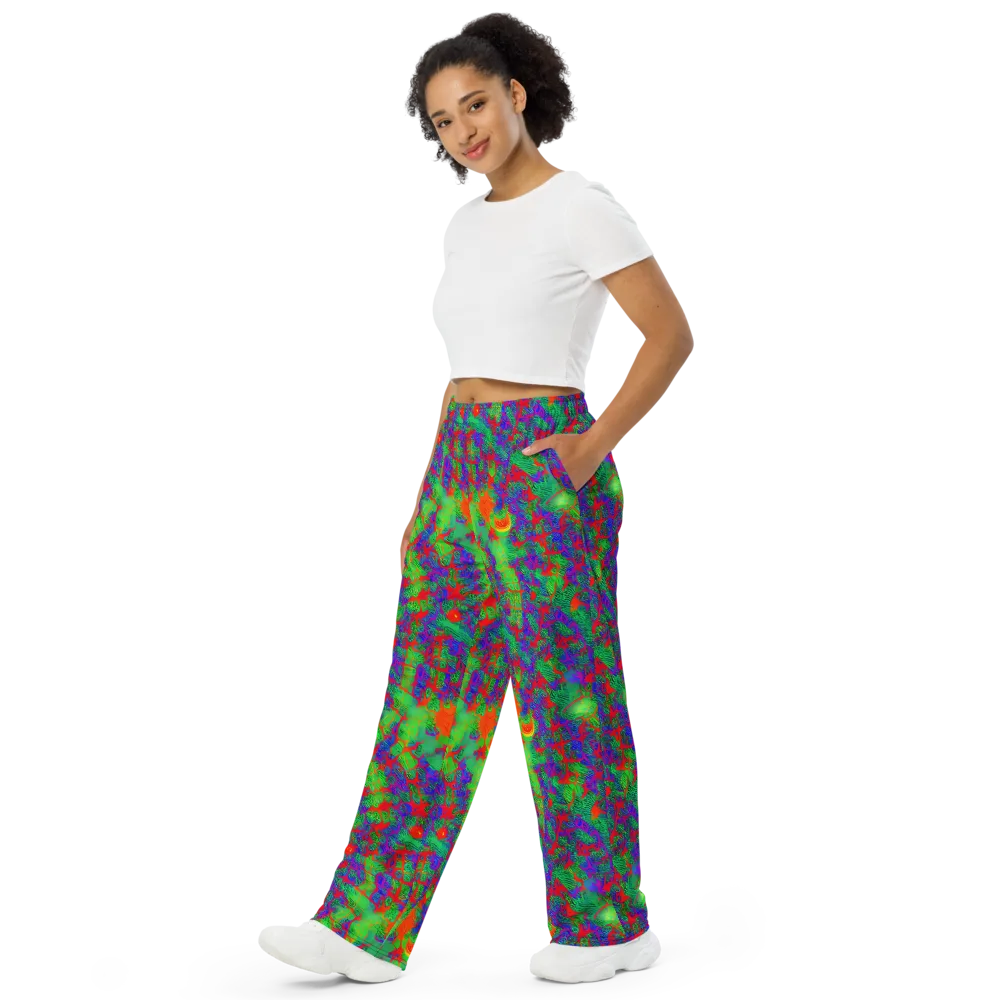Neon Jungle Static on Wide-Leg Pants — Left Front