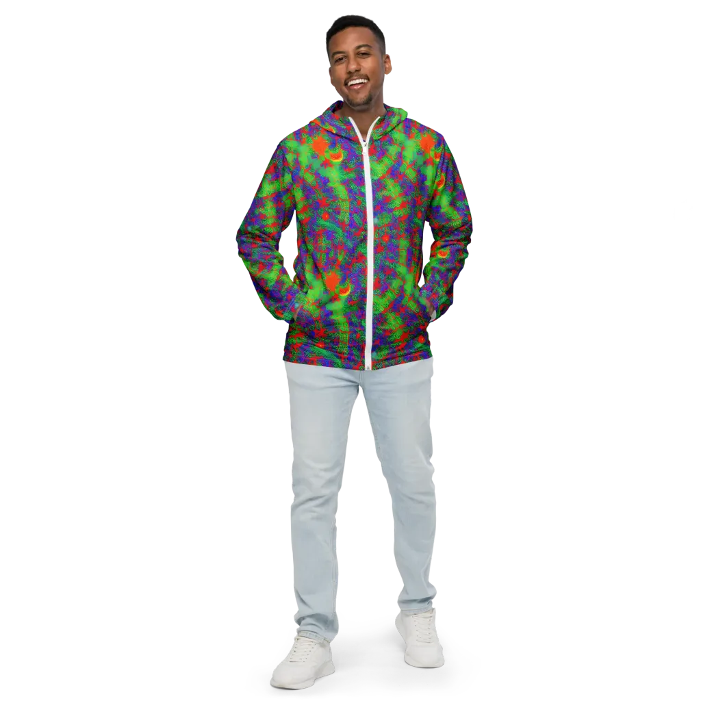 Neon Jungle Static on Men's Windbreaker — Front
