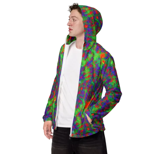 Neon Jungle Static on a Men's Windbreaker
