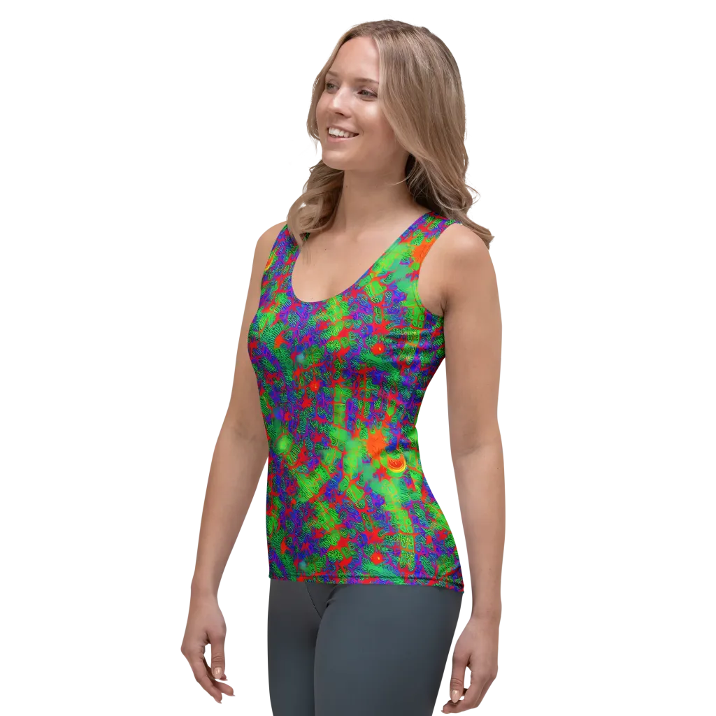 Neon Jungle Static on Women's Tank Top — Left Front