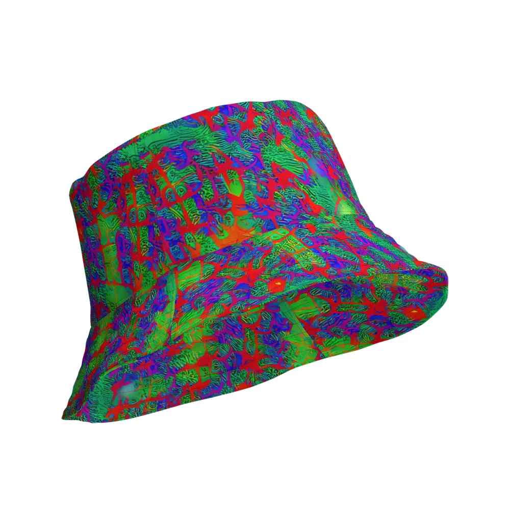 Neon Jungle Static on Reversible Bucket Hat — Product details Outside