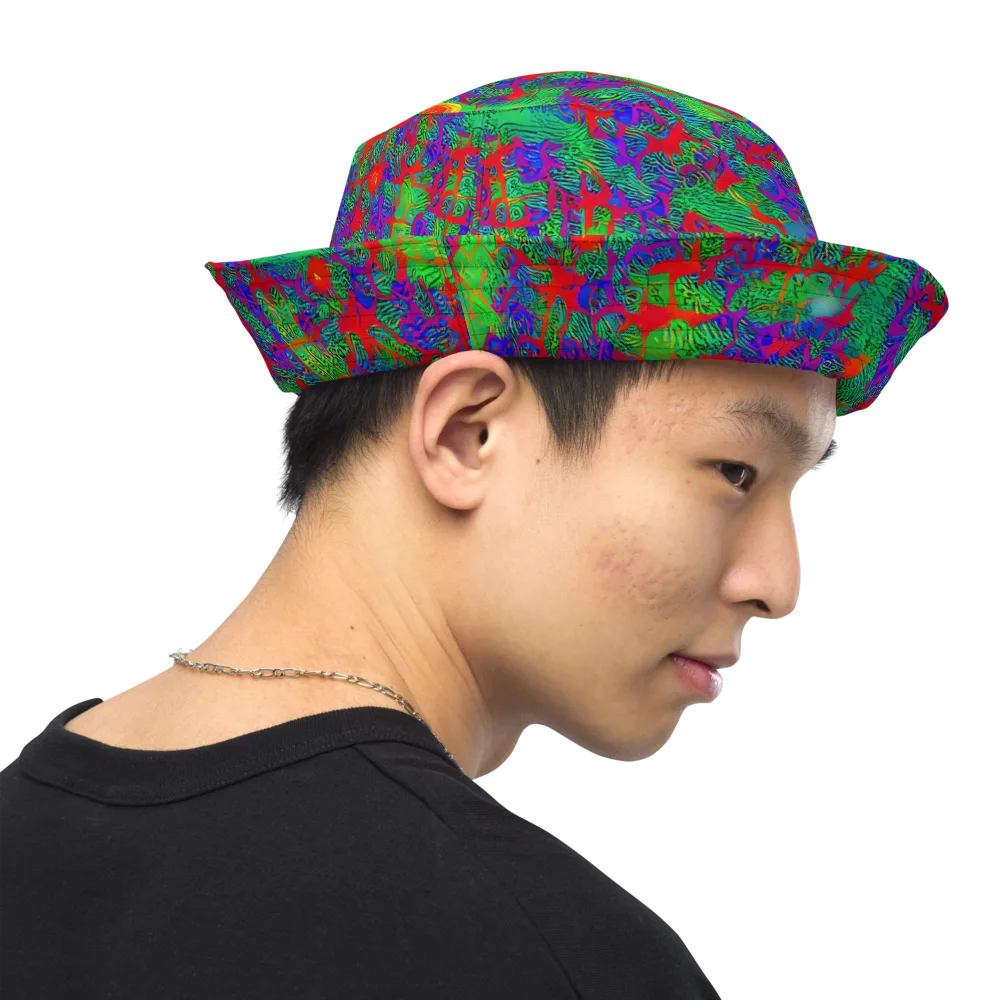 Neon Jungle Static on Reversible Bucket Hat — Right Outside