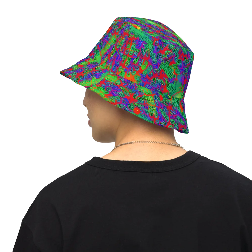 Neon Jungle Static on Reversible Bucket Hat — Back Inside