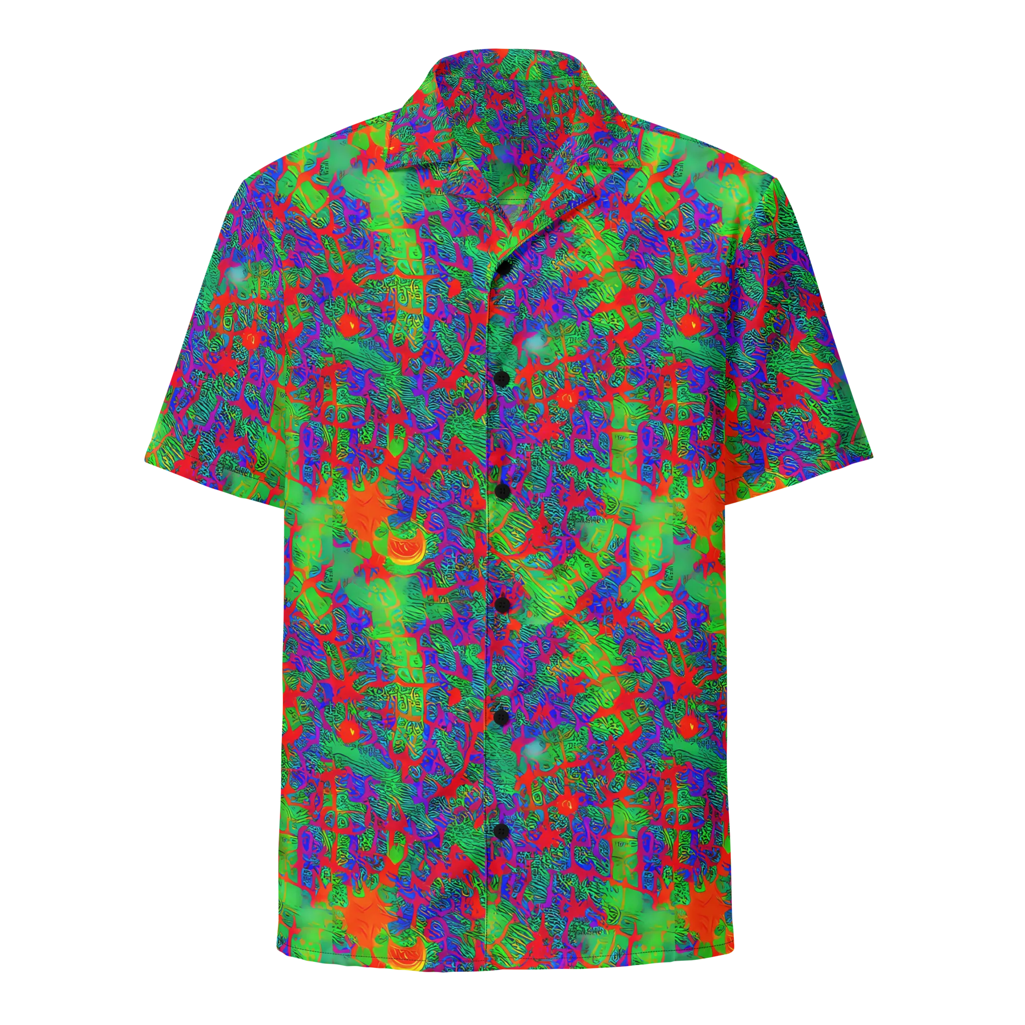 Neon Jungle Static on Button Shirt — Front