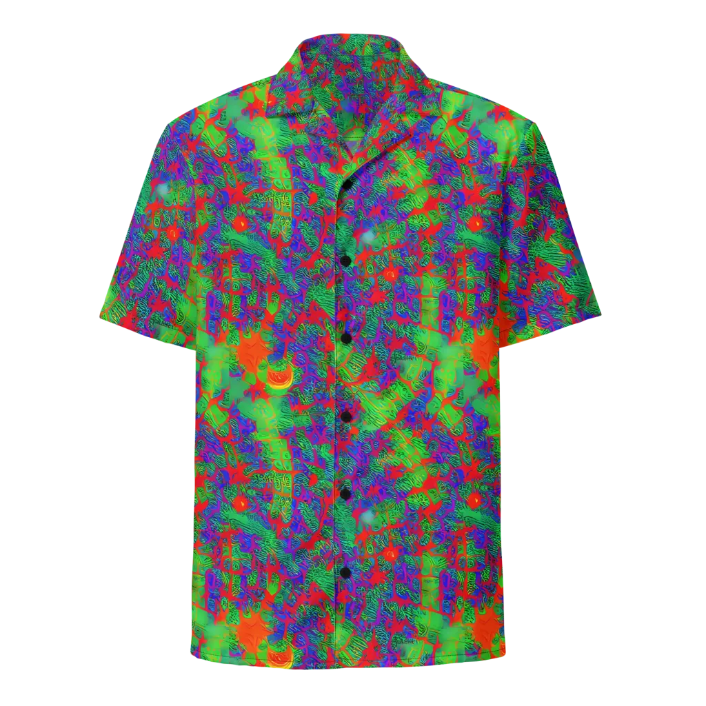 Neon Jungle Static on Button Shirt — Front