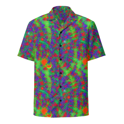 Neon Jungle Static on a Button Shirt