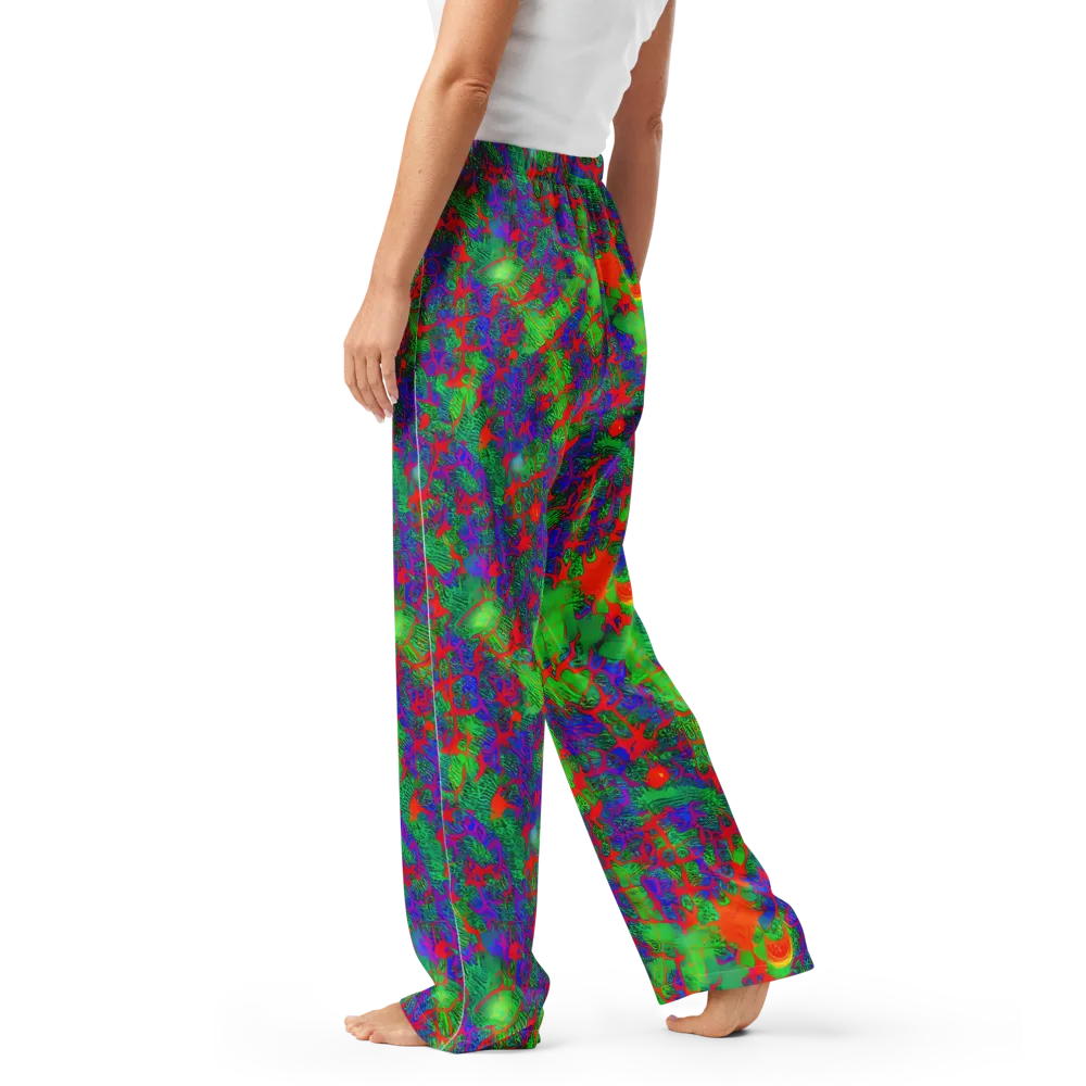 Neon Jungle Static on Women's Pajama Pants — Left