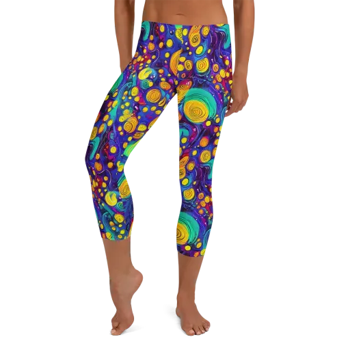 Electric Spiral Garden on a Capri Leggings
