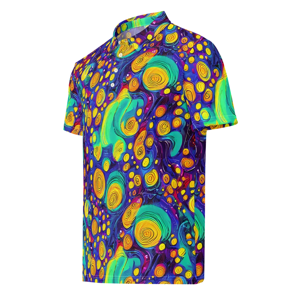 Electric Spiral Garden on Men's Slim Fit Polo Shirt — Left Front