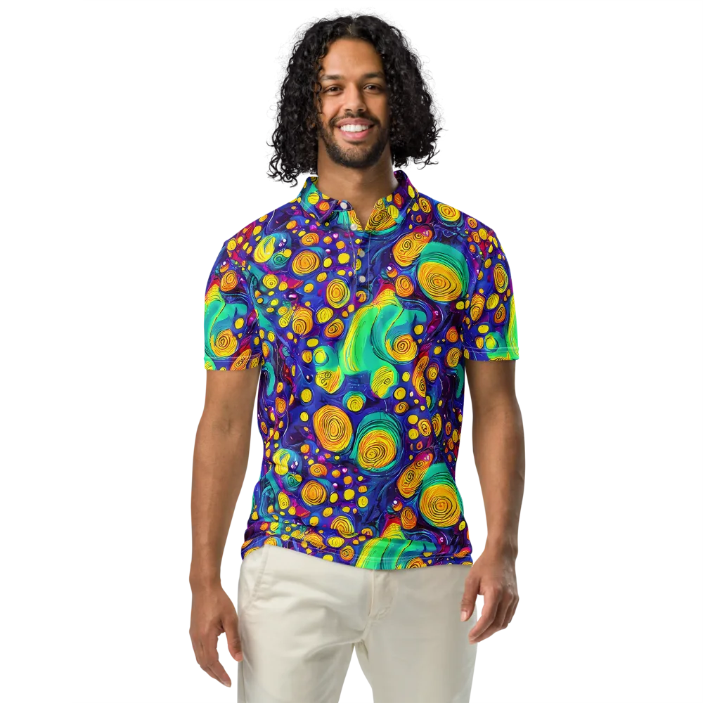 Electric Spiral Garden on Men's Slim Fit Polo Shirt — Front
