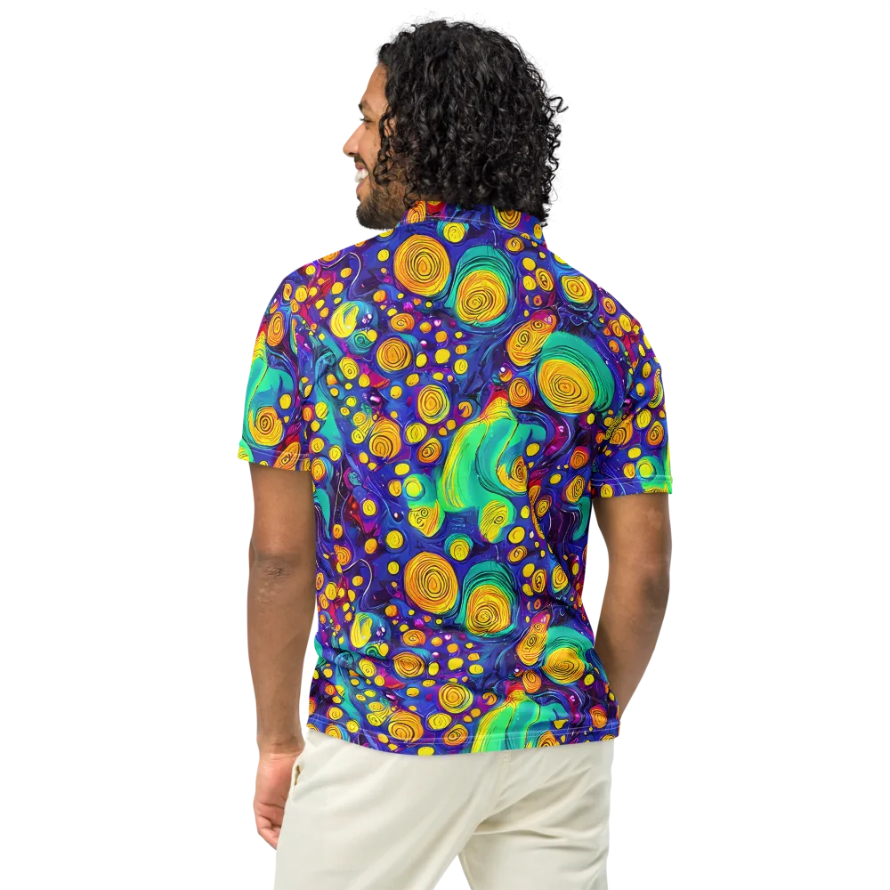 Electric Spiral Garden on Men's Slim Fit Polo Shirt — Back