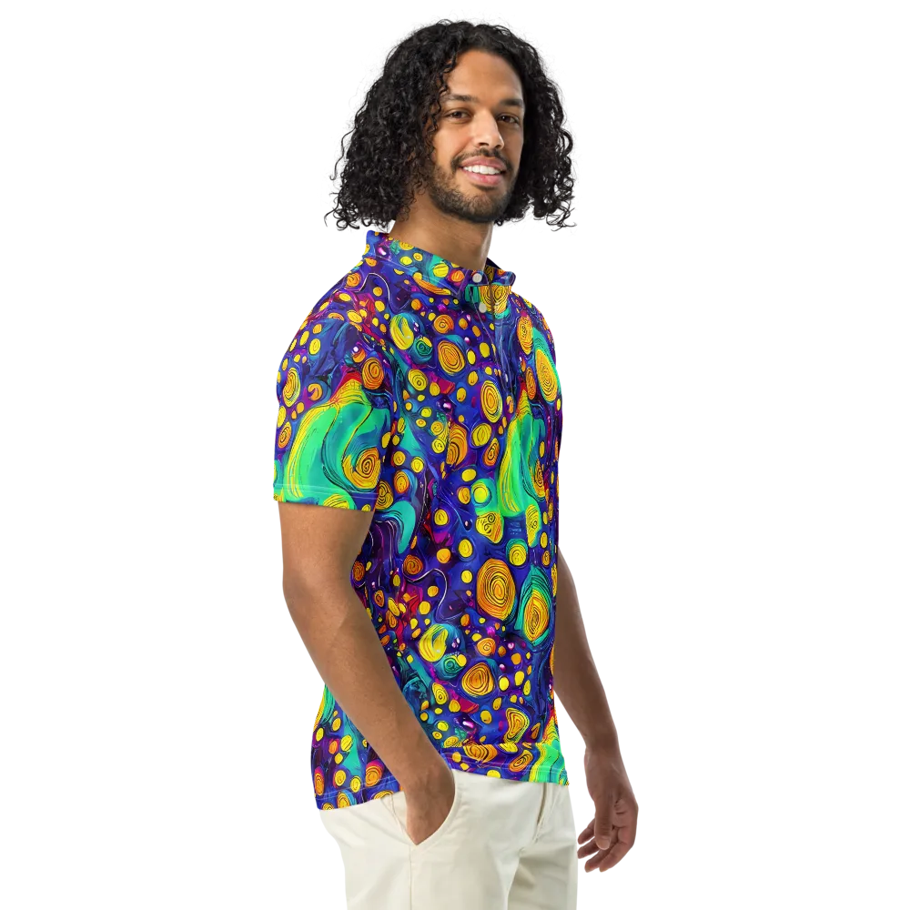 Electric Spiral Garden on Men's Slim Fit Polo Shirt — Right Front