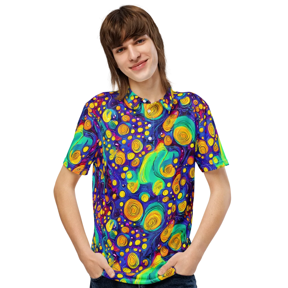Electric Spiral Garden on Men's Slim Fit Polo Shirt — Front