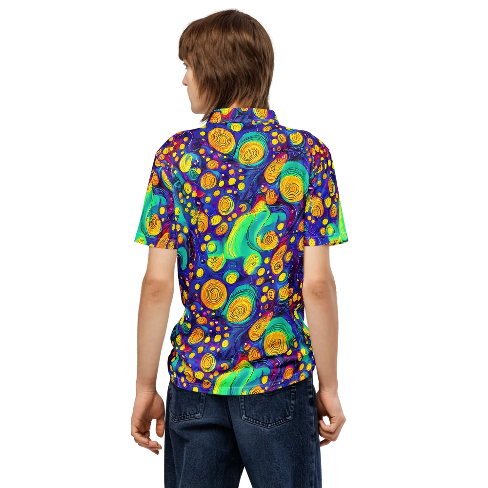 Electric Spiral Garden on Men's Slim Fit Polo Shirt — Back