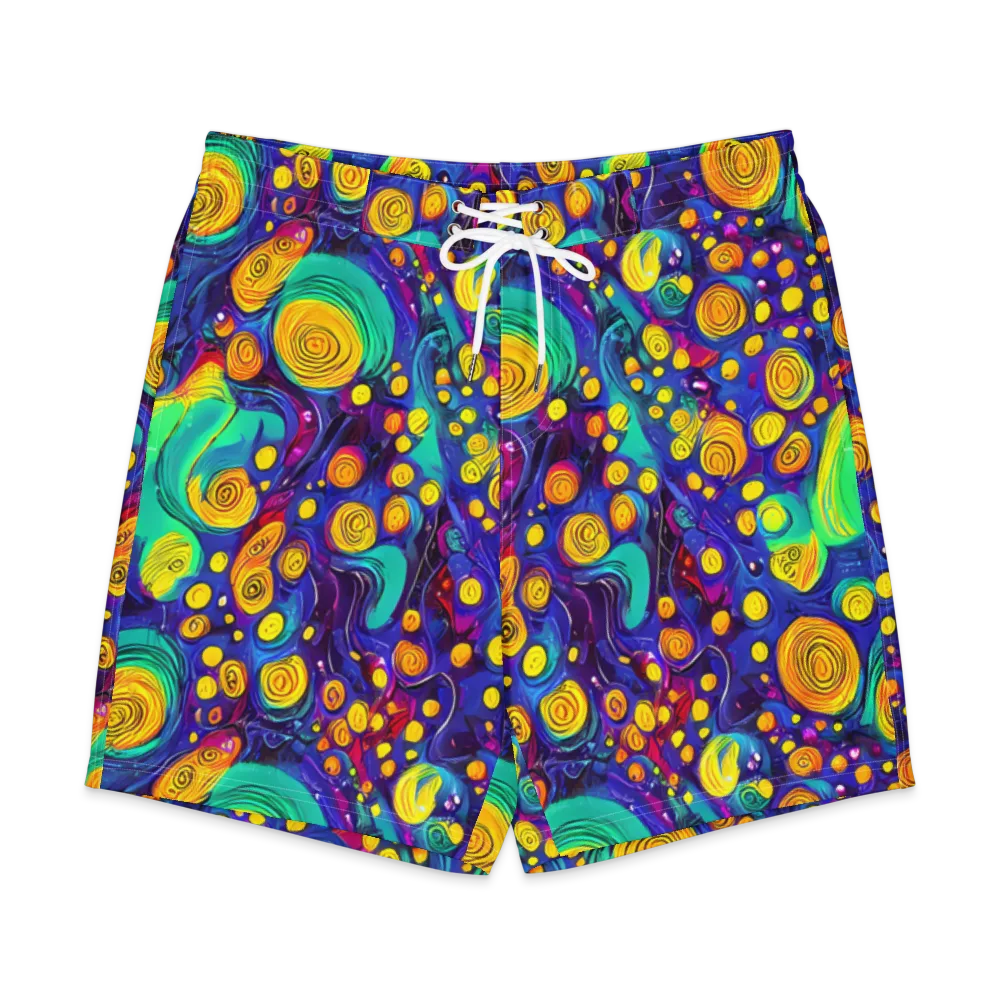 Electric Spiral Garden on Men's Board Shorts — Front