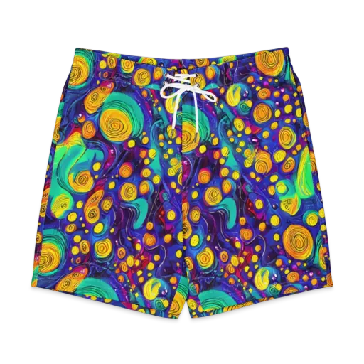Electric Spiral Garden on a Men's Board Shorts