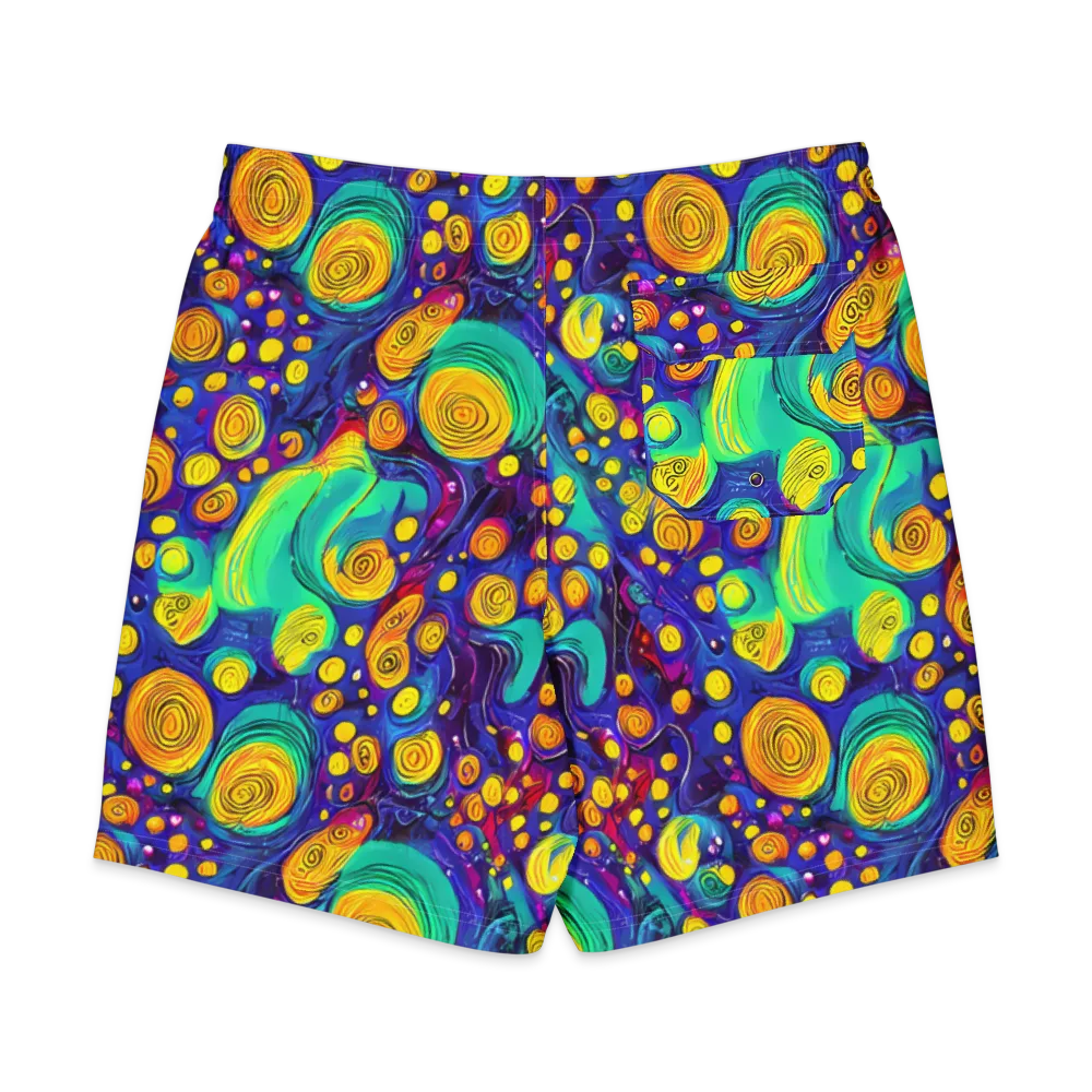 Electric Spiral Garden on Men's Board Shorts — Back