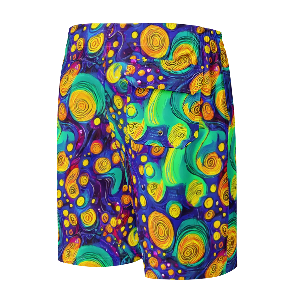 Electric Spiral Garden on Men's Board Shorts — Back