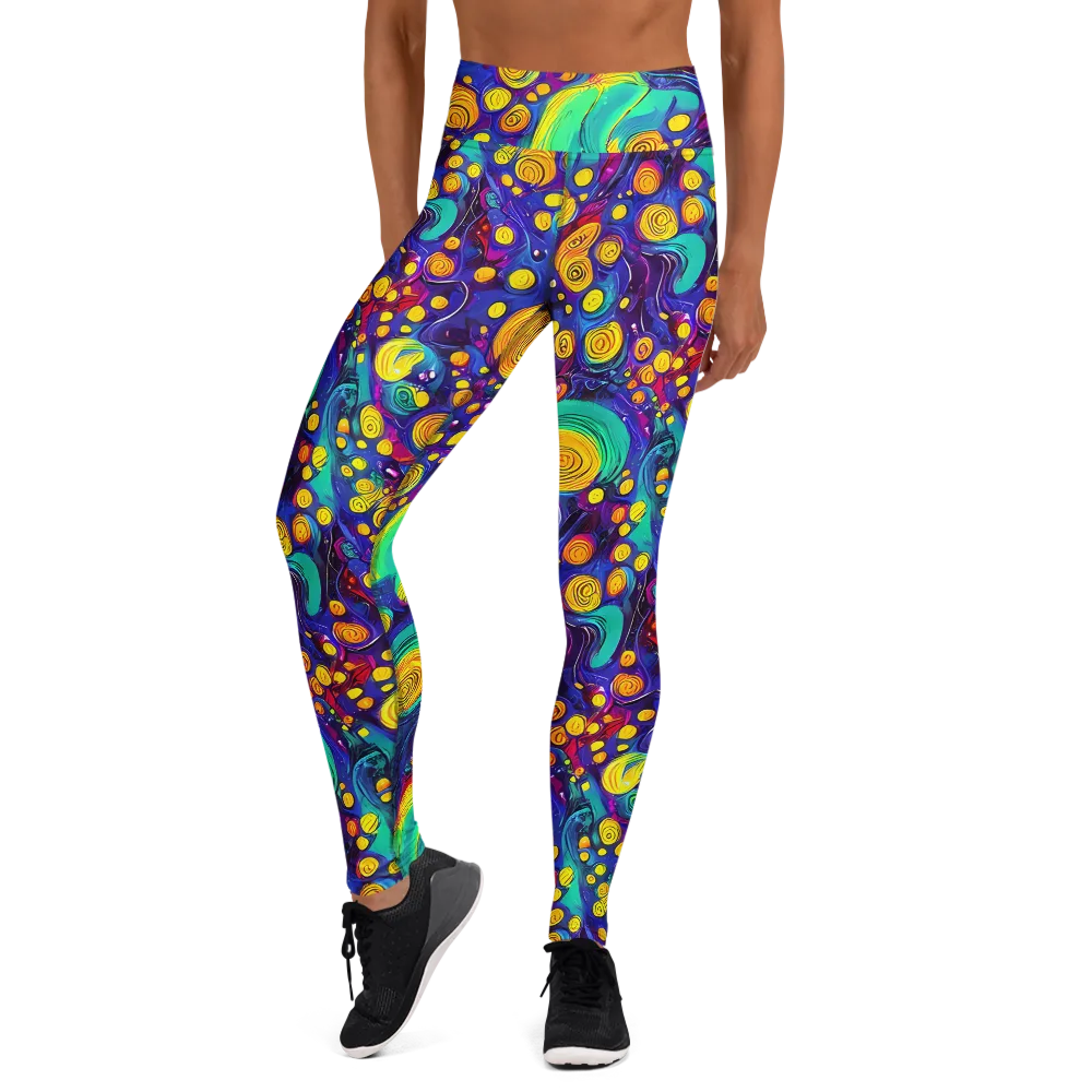 Electric Spiral Garden on Yoga Leggings — Front