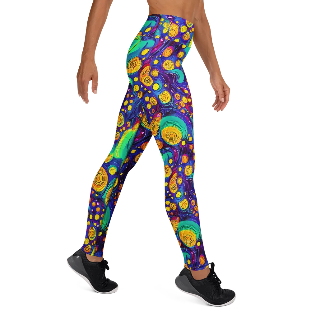 Electric Spiral Garden on Yoga Leggings — Right