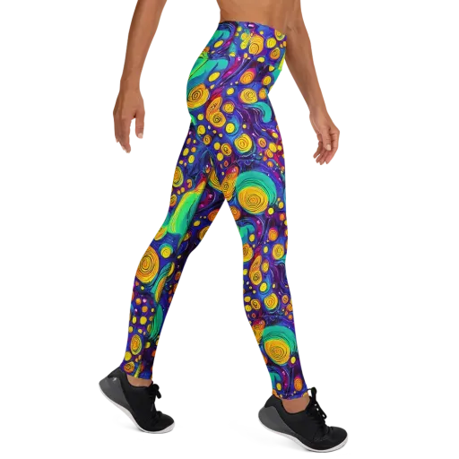 Electric Spiral Garden on a Yoga Leggings