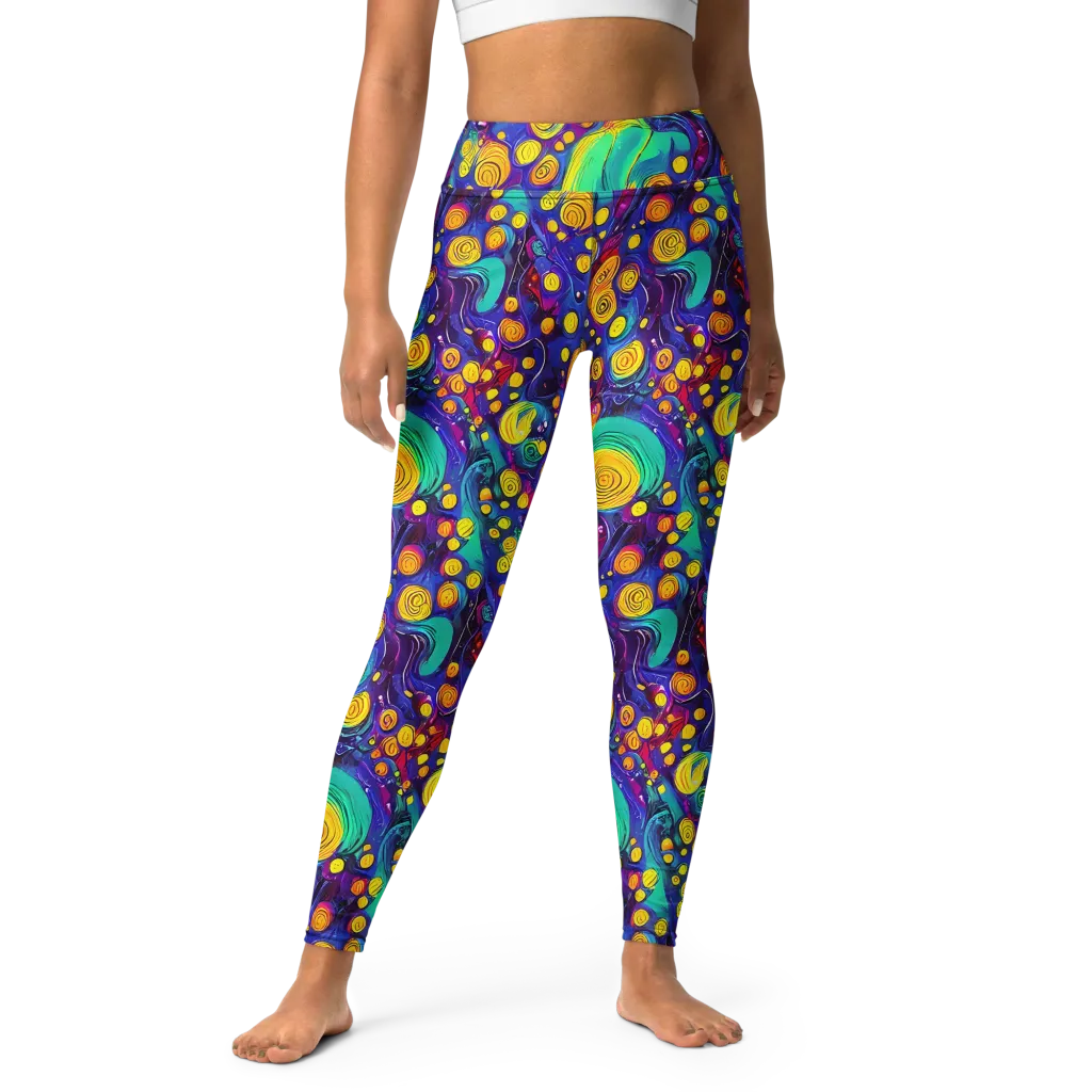Electric Spiral Garden on Yoga Leggings — Front