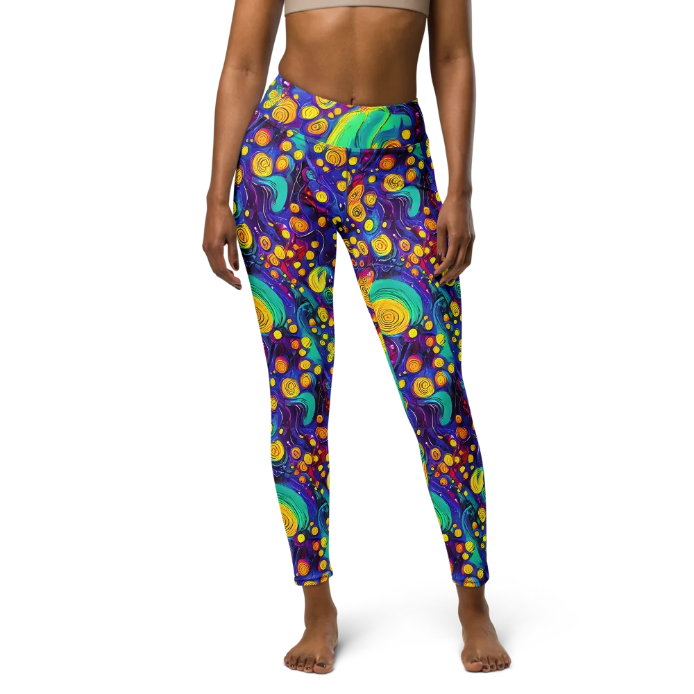 Electric Spiral Garden on Yoga Leggings — Front