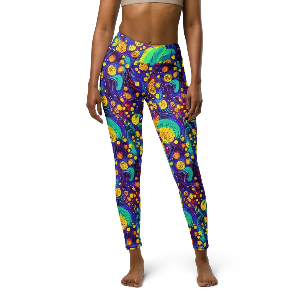 Electric Spiral Garden on Yoga Leggings — Front