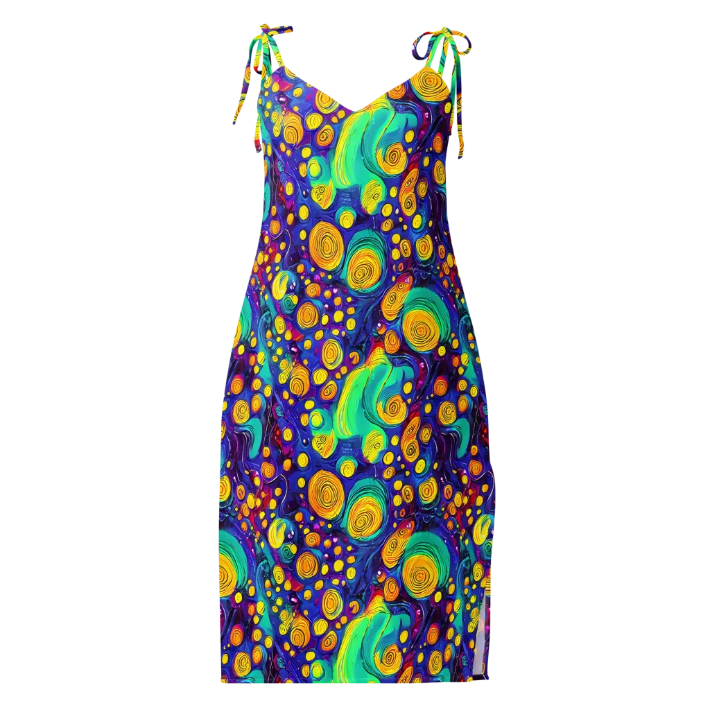 Electric Spiral Garden on Slip Dress — Front