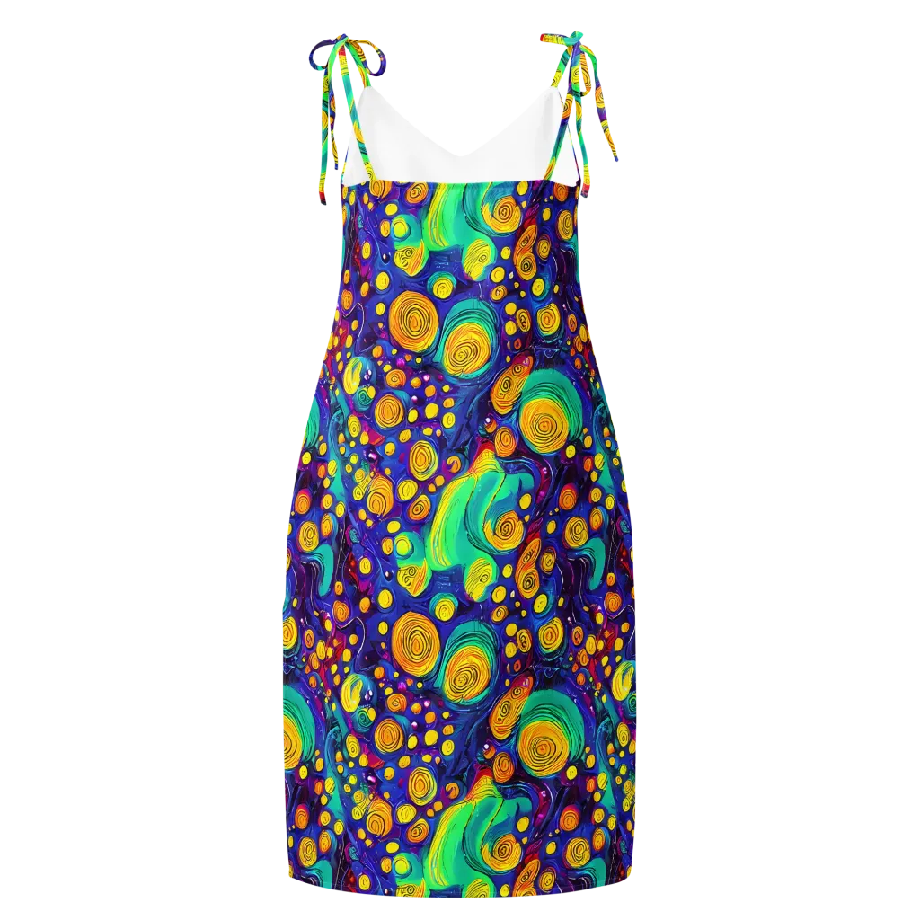 Electric Spiral Garden on Slip Dress — Back